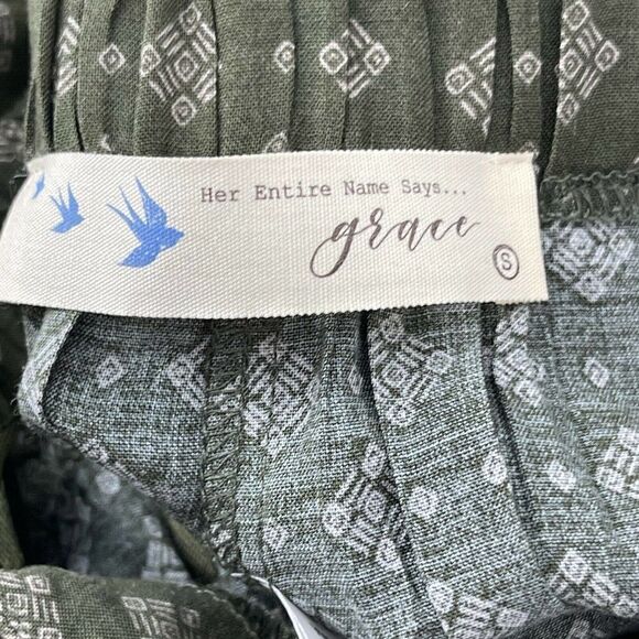 Lizard Thicket Green Wide Split Leg High Rise Bohemian Pants Womens Size S NEW - Picture 7 of 8